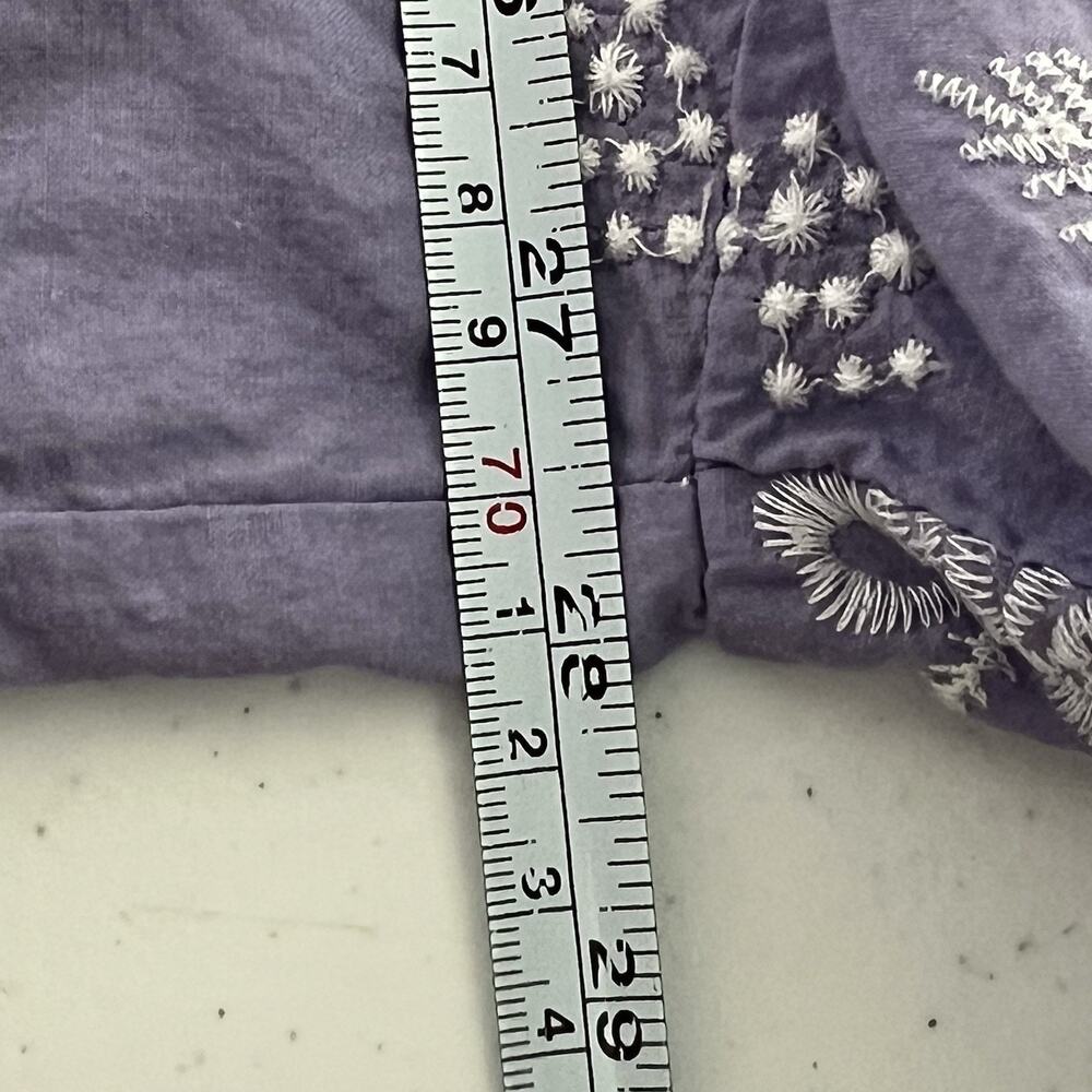 O-necue‎ Popover Blouse Embroidered Womens 5XL Purple Floral Long Sleeve Cotton - Picture 15 of 16